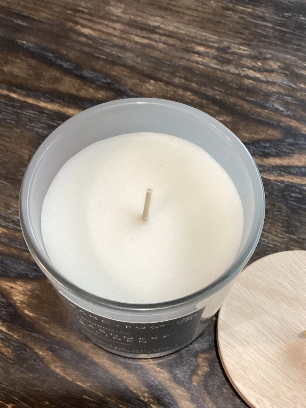Sand + Fog Cashmere & Linen Scented Candle with Wood Lid